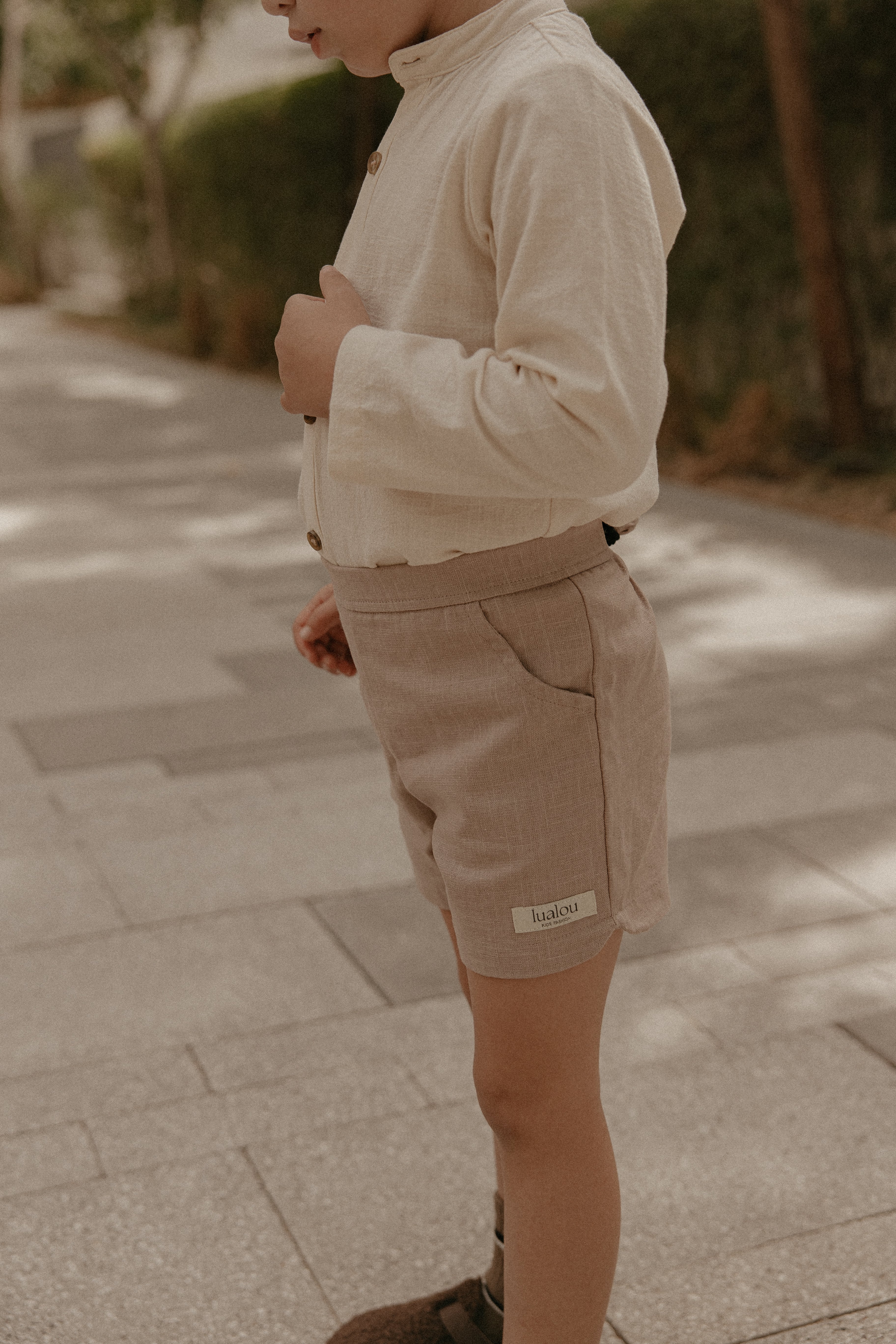 Linnen short taupe