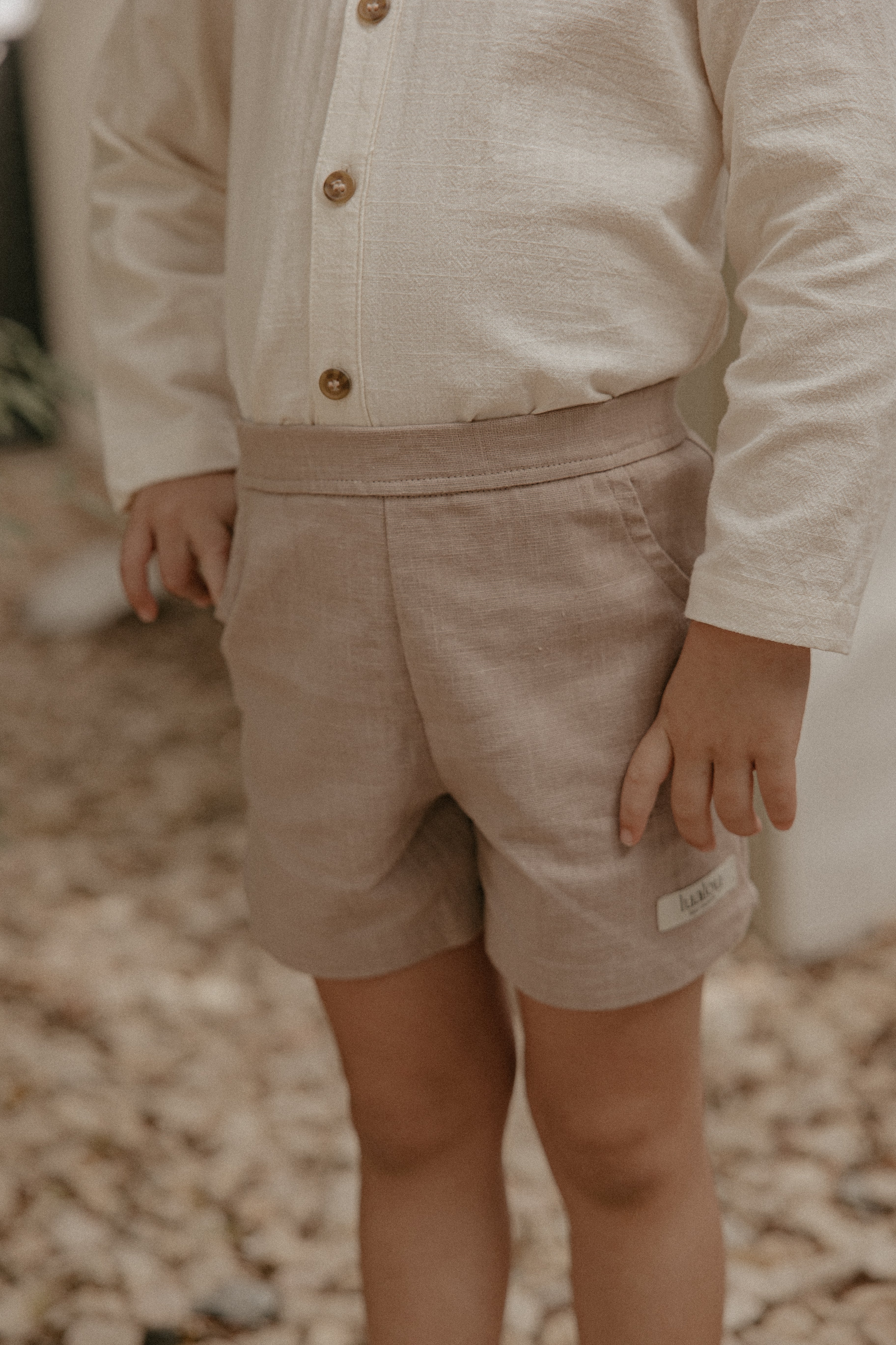 Linnen short taupe
