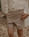 Linnen short taupe